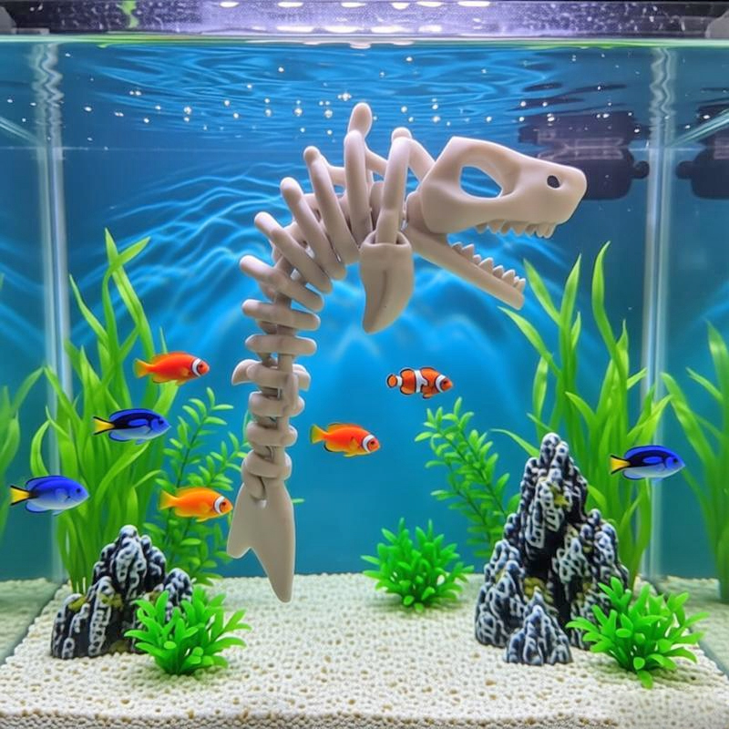 Aquarium Fish Shark - هيكل سمكة القرش بطول 17 سم