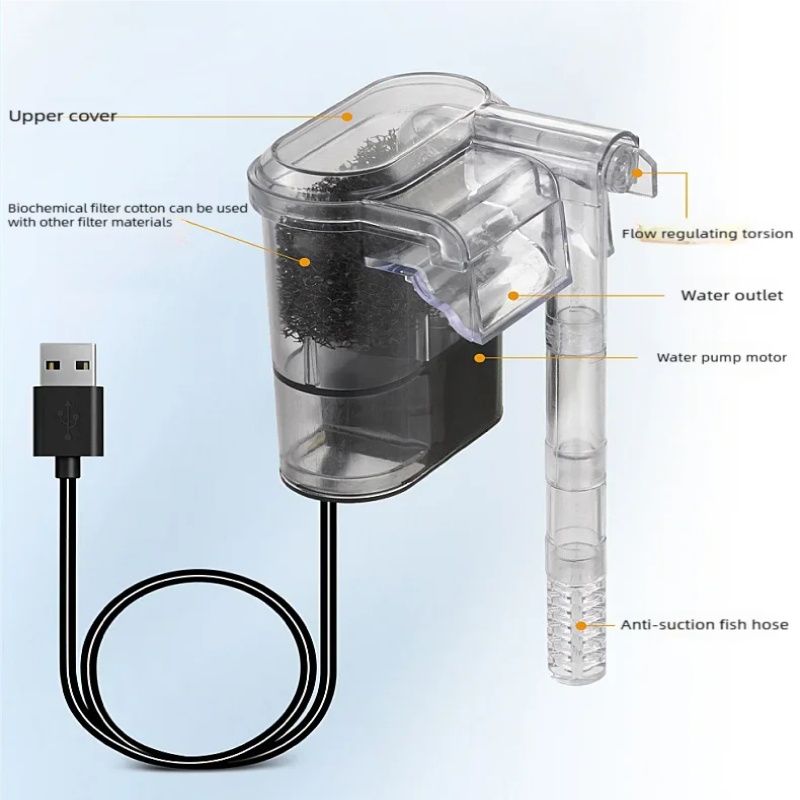 فلتر USB معلق صغير لأحواض السم - مراجعة Aquarium Fish Tank Cleaner وسعره