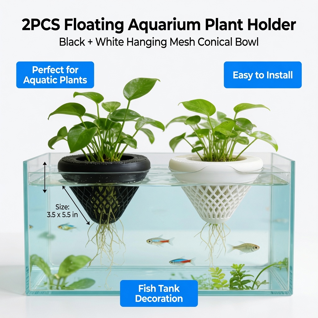 قطعتان من حامل النباتات العائم - مراجعة Aquarium Fish Escape وسعره