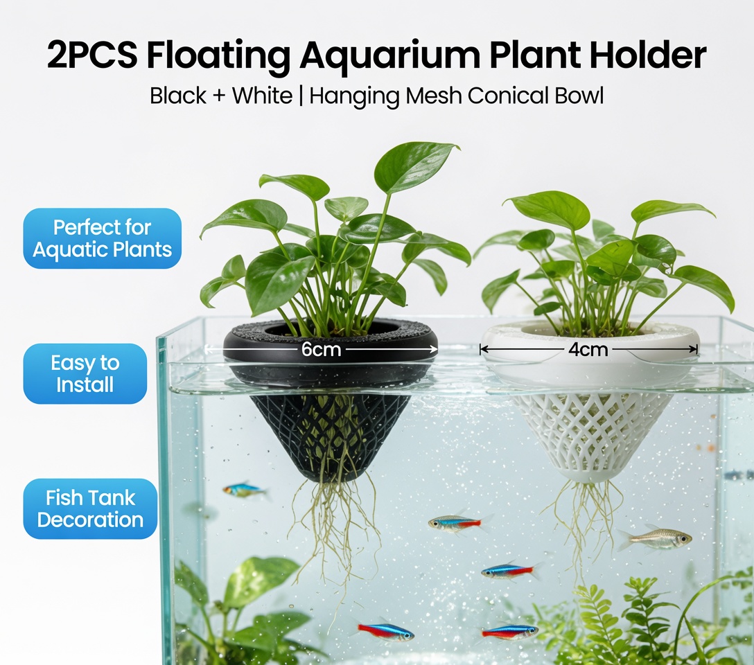 قطعتان من حامل النباتات العائم - مراجعة Aquarium Fish Escape وسعره