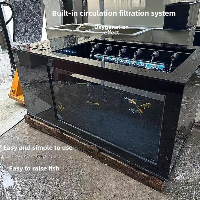 حوض سمك أسود كبير الحجم مع فلت - مراجعة Xl Aquarium Fish وسعره